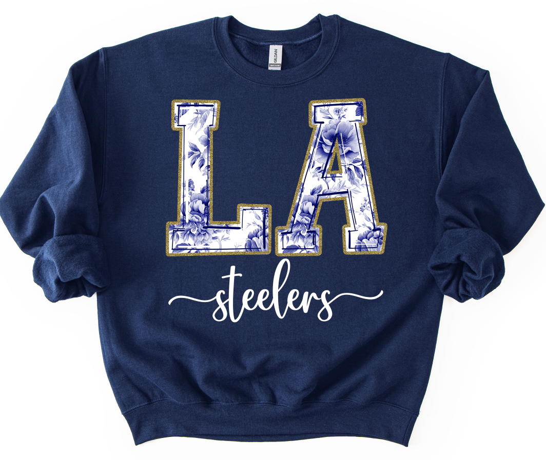 Lackawanna Steelers LA Blue Flowers Crew