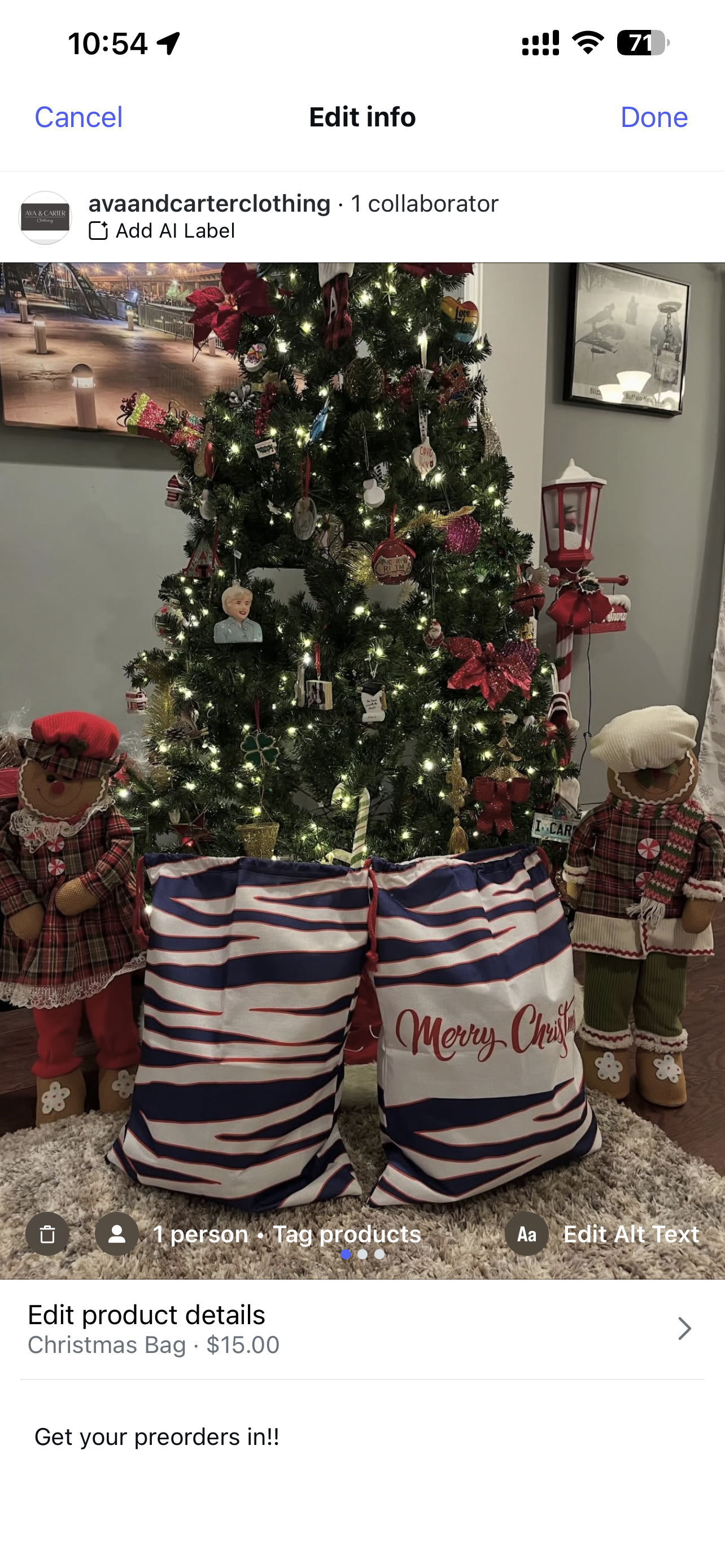 Buffalo Christmas Bag