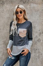 Sequined long sleeve pocket
