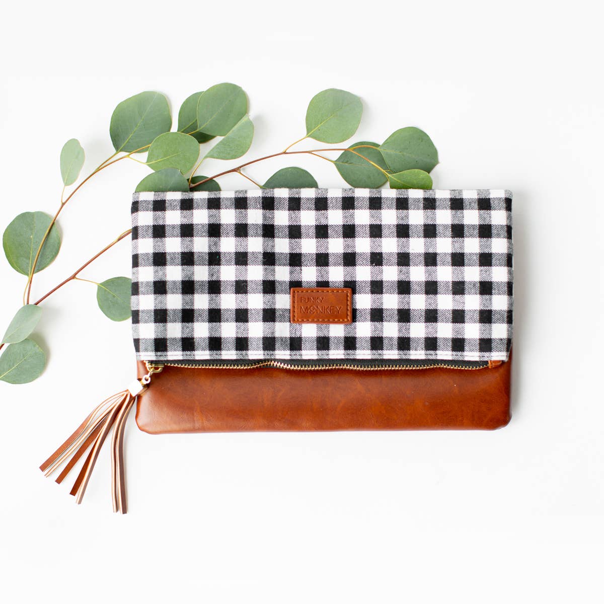 Buffalo Check Fold-over clutch