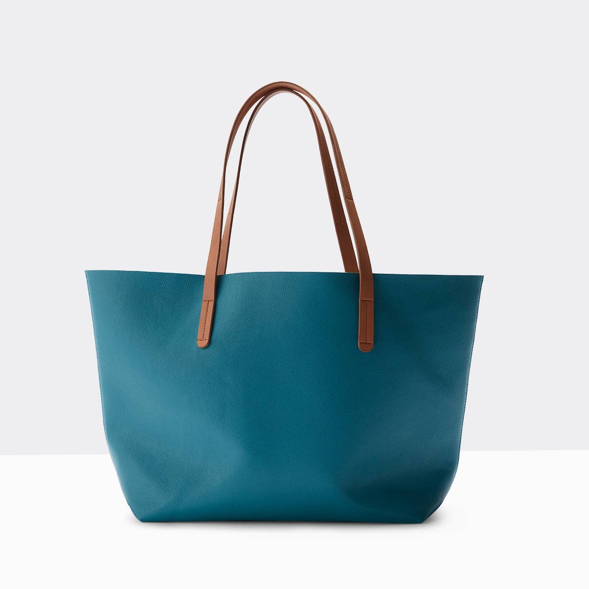 Vegan Leather Tote-Marine Blue