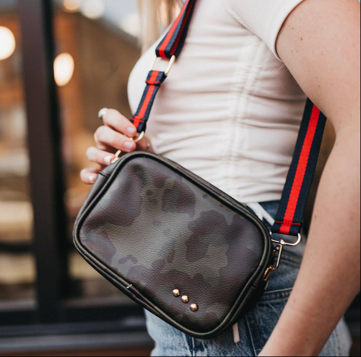 Carli Camo Faux Leather Crossbody