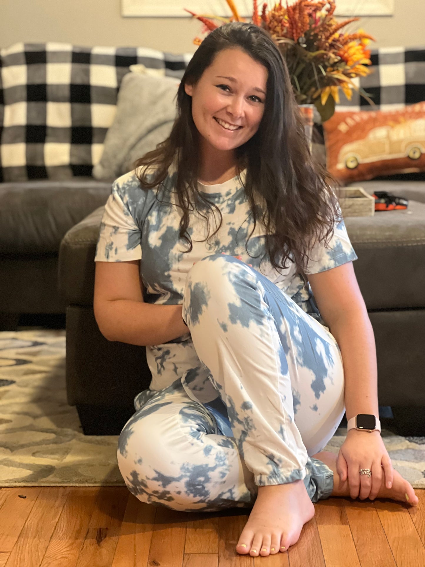 Blue/Gray Short Sleeve Tshirt and Pant Set