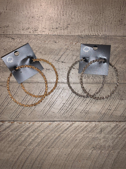 Braided Chain Hoop Earrings
