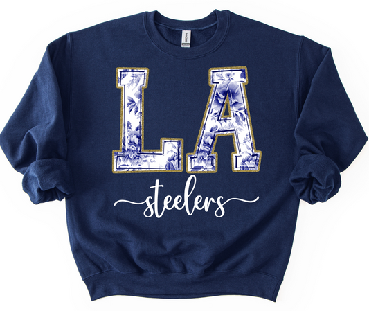 Lackawanna Steelers LA Blue Flowers Crew