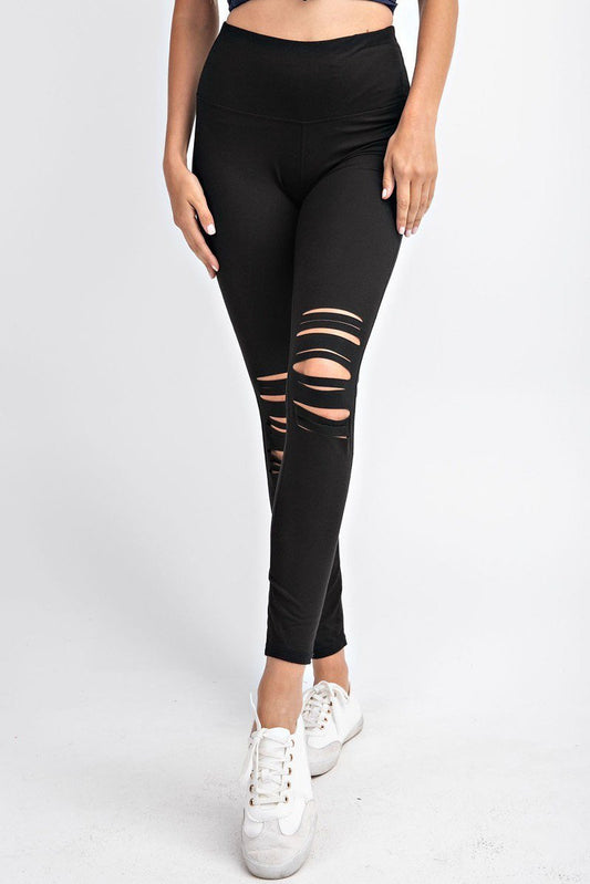 Slit Leggings-Black