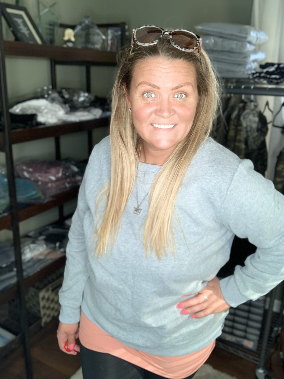 "Jessica" Button long sleeve sweatshirt